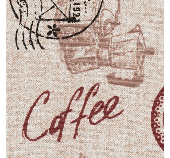 Motif fabric linen look "Coffee"