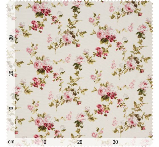 Motif fabric linen look "Roses"