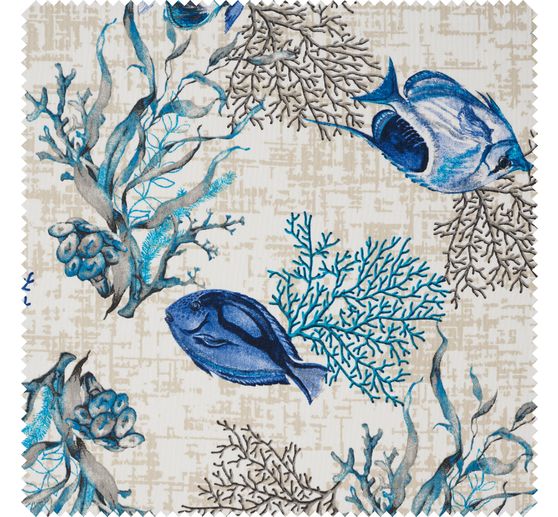 Motif fabric linen look "Azzurro"