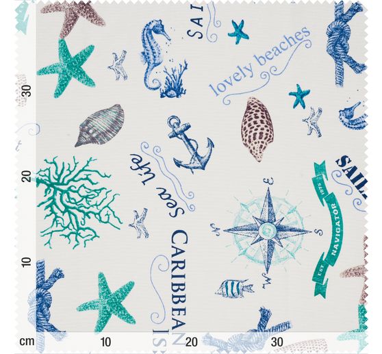 Motif fabric linen look "Sealife"