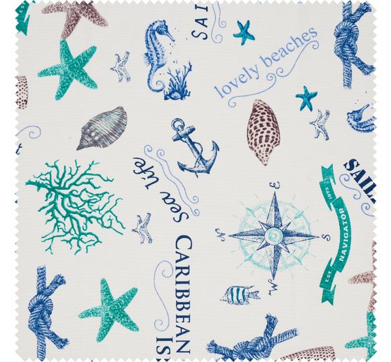 Motif fabric linen look "Sealife"