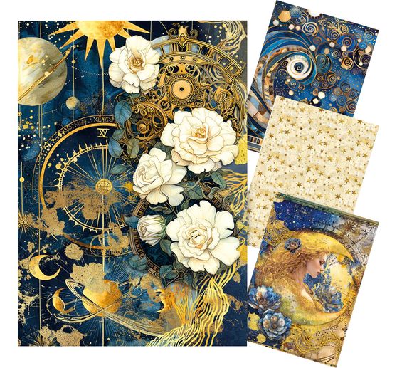 Motif straw silk assortment "Celestial", set of 4
