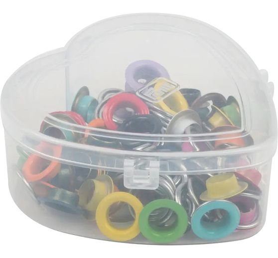 Prym Eyelets with discs Coloured, Ø 11 mm, in heart box