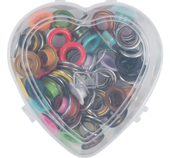 Prym Eyelets with discs Coloured, Ø 11 mm, in heart box