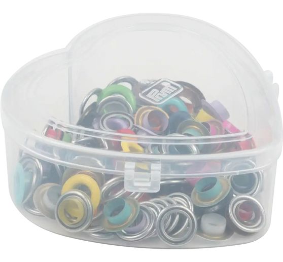 Prym Eyelets with discs Coloured, Ø 8 mm, in heart box