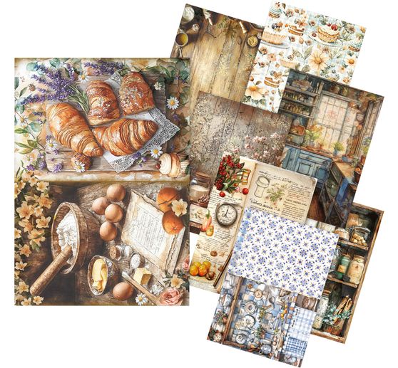 Motif straw silk assortment "Cookbook", set of 8