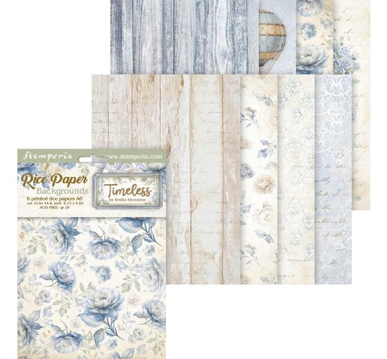 Motif straw silk backgrounds "Timeless", DIN A6, set of 8