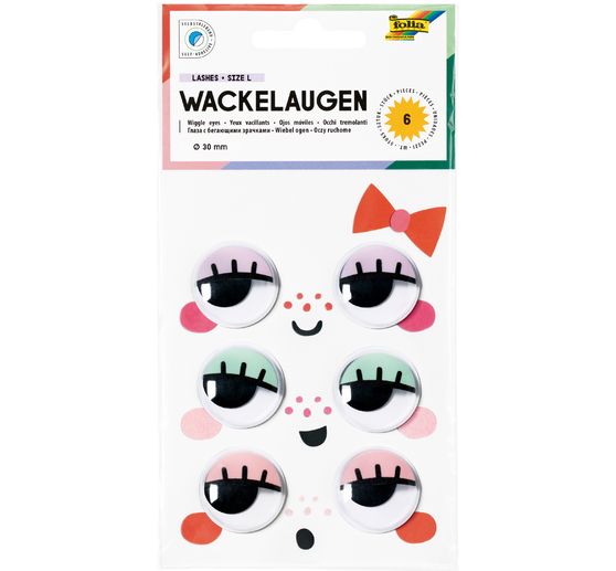 Wobbly eyes with eyelashes, self-adhesive