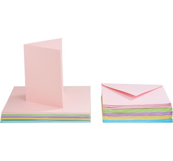 Podwójne karty VBS z kopertami "Pastelowe kolory", 50 szt.