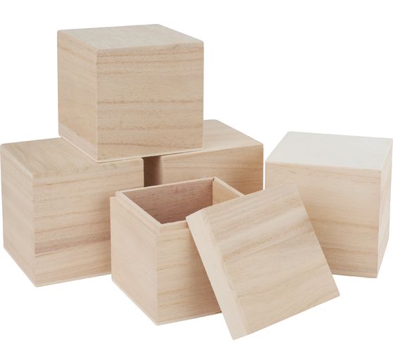 Drewniane pudełko VBS "Cube", 5 szt.