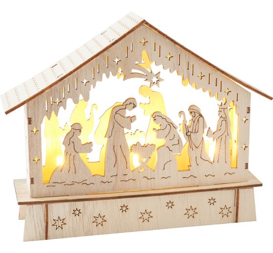 Zestaw do budowy z drewna VBS "Szopka bożonarodzeniowa z LED"