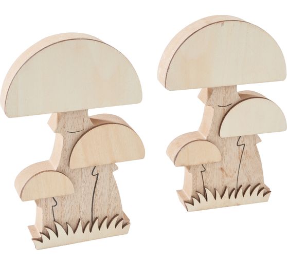VBS Wooden mushrooms, 2 pieces