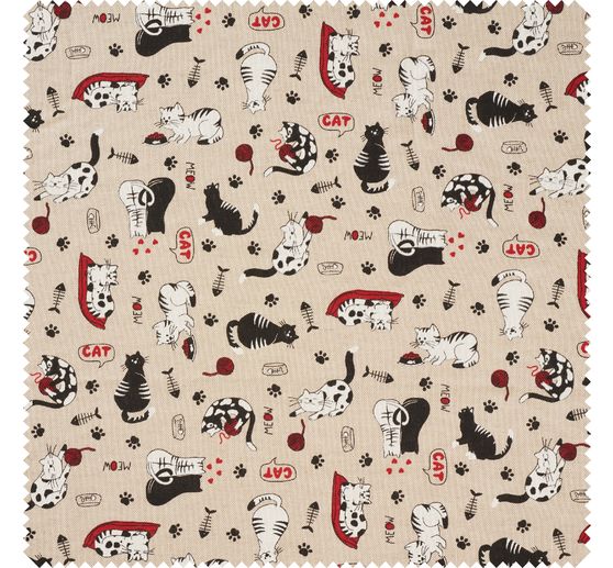 Tkanina dekoracyjna "Koty" o wyglądzie lnu