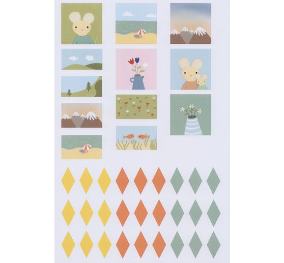 Doll's house paper set, 10 sheets DIN A4 + 1 sheet with flags and pictures