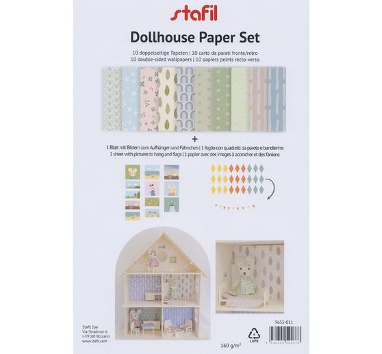 Doll's house paper set, 10 sheets DIN A4 + 1 sheet with flags and pictures