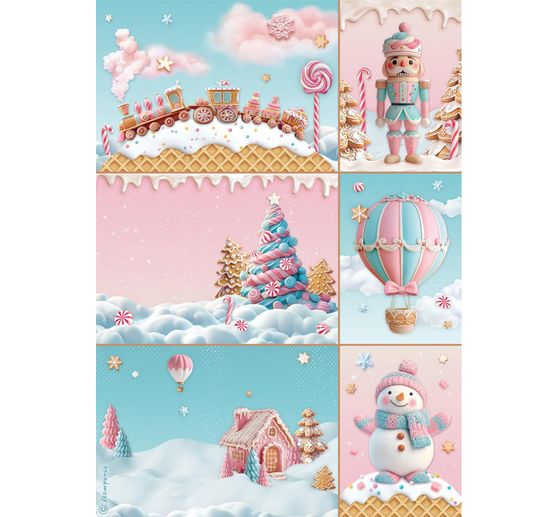 Nić słomkowa jedwab z motywem "Cukierkowe Święta - Kartki"