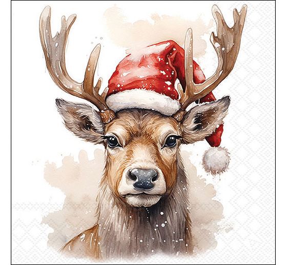 Napkin "Deer With Santa Hat"