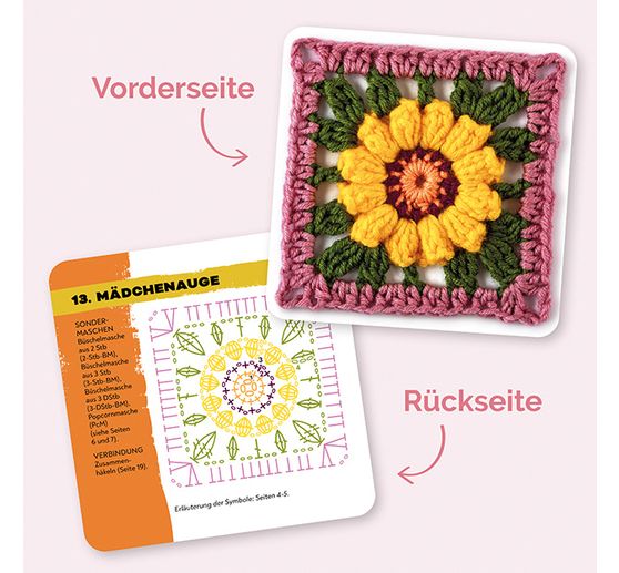 Szydełkowe karty Granny Square "Flowers"