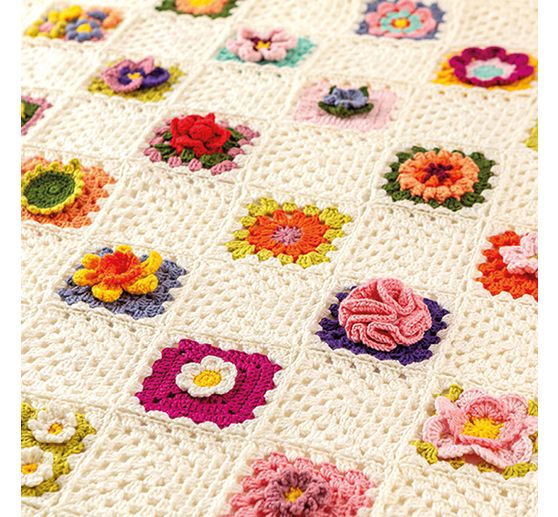 Szydełkowe karty Granny Square "Flowers"