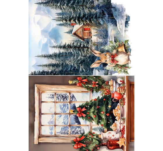 Słomkowa jedwab z motywem asortyment "Cosy Christmas", zestaw 8 sztuk