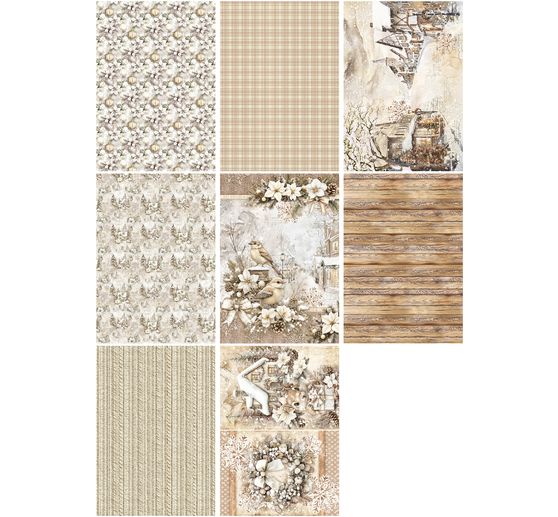 Słomkowa jedwab z motywem asortyment "Winter Season", zestaw 8 sztuk