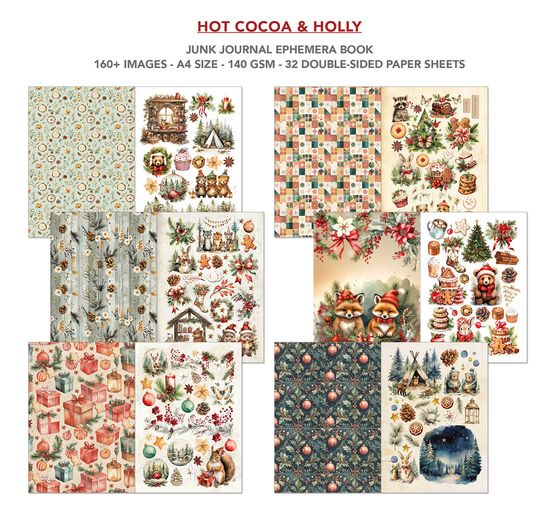 Junk Journal & Ephemera Book "Hot Cocoa & Holly"