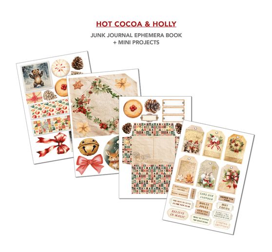 Junk Journal & Ephemera Book "Hot Cocoa & Holly"