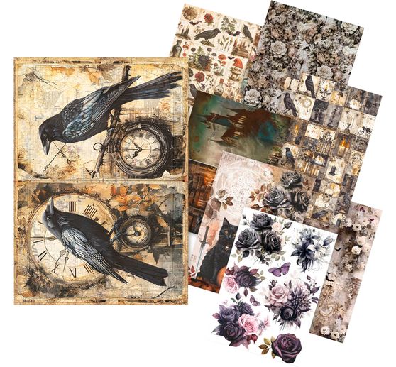 Motif straw silk assortment "Dark Akademia", set of 8