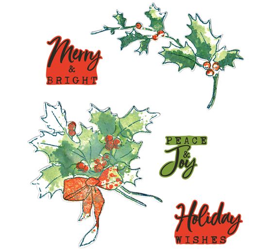 Wykrojnik Sizzix i Clear Stamps "Pencil Line Holly by 49 and Market".