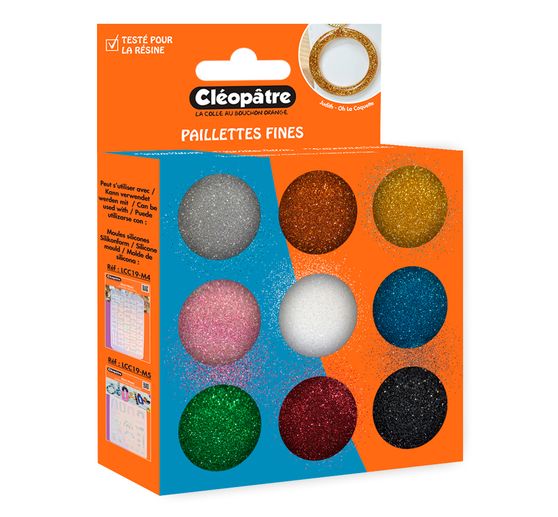 Zestaw kolorów brokatu w proszku, 9 słoiczków