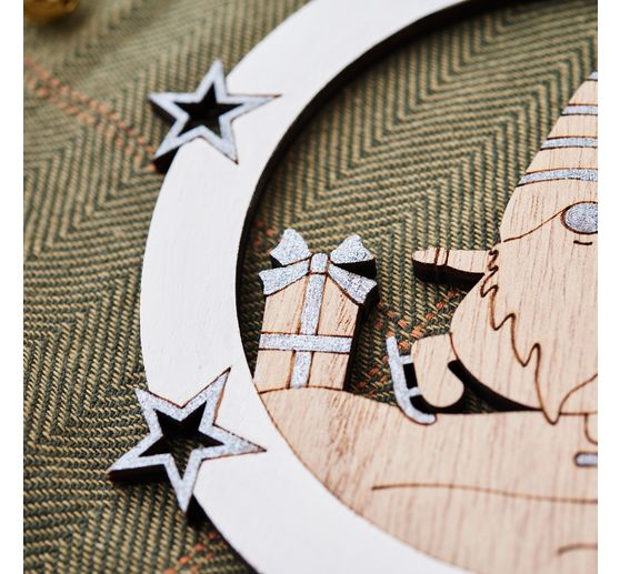 VBS Wooden decoration pendant "Gnome and reindeer", set of 2