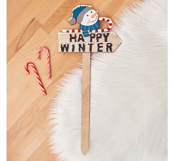 VBS Wooden plug with sign "Snowman"