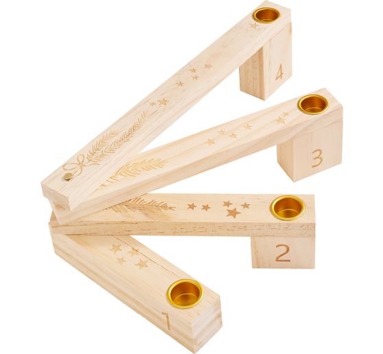 Wooden Advent candle holder, fanned