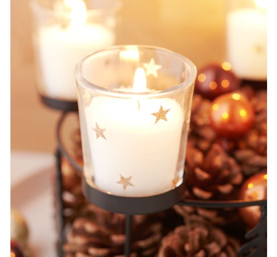 Wooden metal Advent wreath with tree silhouette