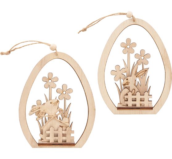 VBS Ozdobne zawieszki na jajka "Kr&oacute;lik z marchewką i jajkiem", zestaw 2 sztuk