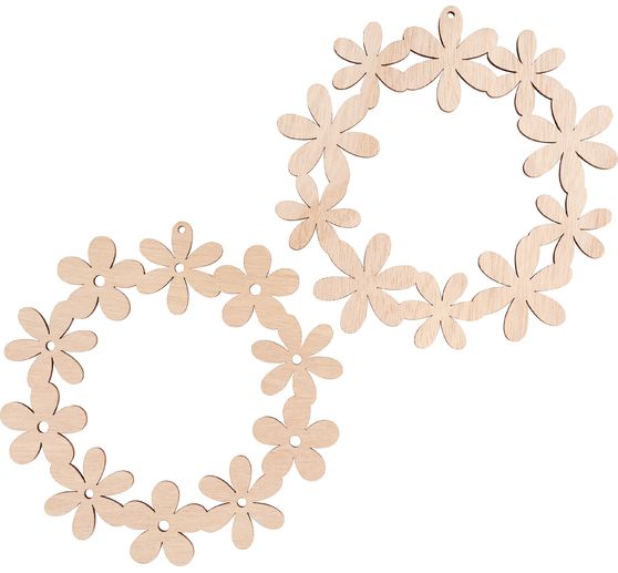 VBS Wooden decoration pendants "Flower wreaths", set of 2