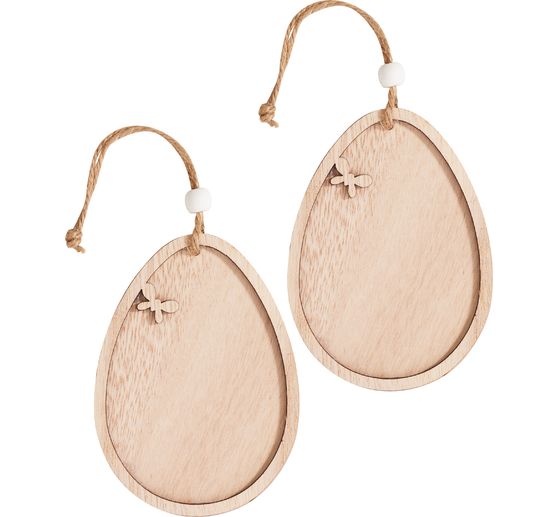 VBS Wooden decoration pendant with frame "Eggs", set of 2