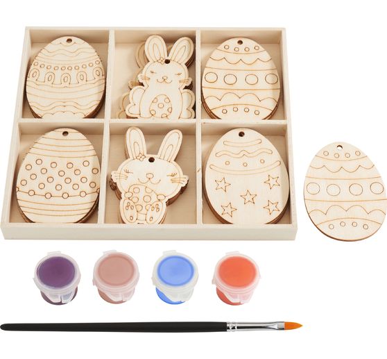 VBS Drewniane motywy "Wielkanoc" z farbą i pędzlem