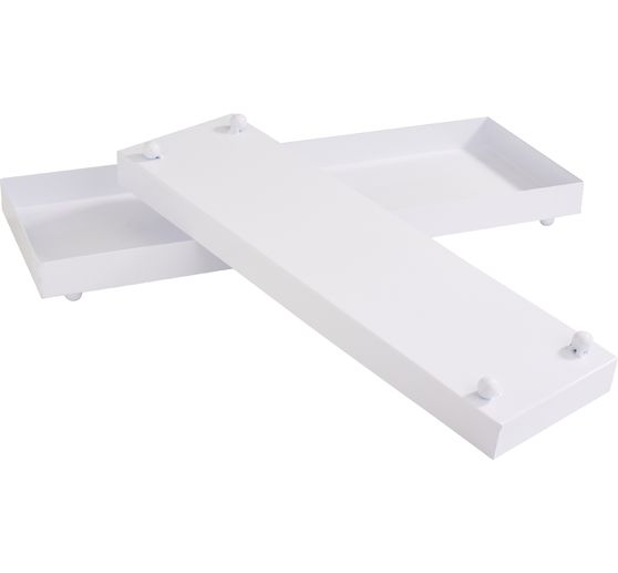 Metal tray, rectangular, set of 2, white