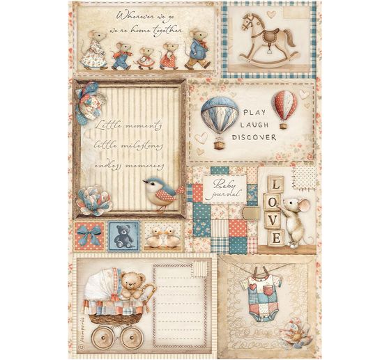 Motif straw silk "Baby - Cards"