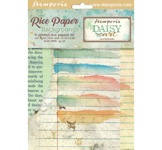 Motyw papier ryżowy backgrounds "Daisy Art", zestaw 8 sztuk