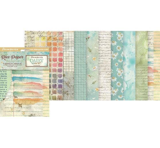 Motyw papier ryżowy backgrounds "Daisy Art", zestaw 8 sztuk