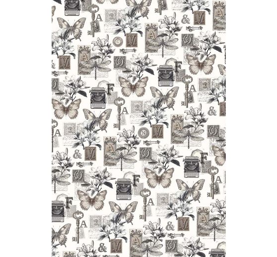 Motyw papier ryżowy asortyment "Typographic", zestaw 4 sztuk