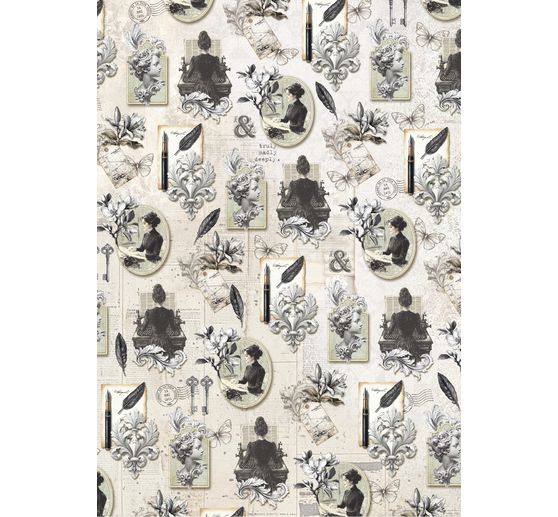 Motyw papier ryżowy asortyment "Typographic", zestaw 8 sztuk