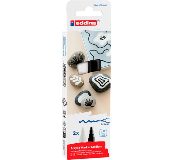 edding 5100 Acrylic "Marker akrylowy - Czarny/Biały", Średni, zestaw 2 szt.