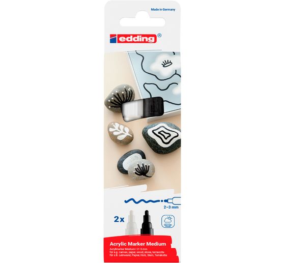 edding 5100 Acrylic "Marker akrylowy - Czarny/Biały", Średni, zestaw 2 szt.