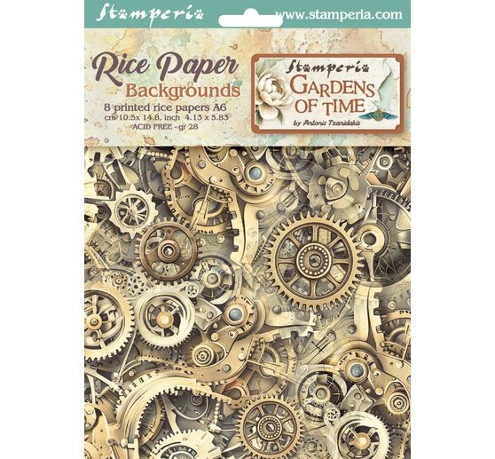 Motyw papieru ryżowego backgrounds "Ogrody czasu", zestaw 8 sztuk