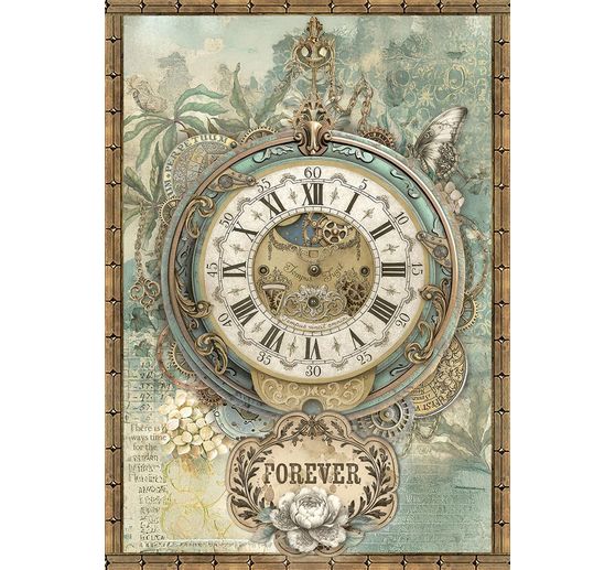 Motyw papier ryżowy asortyment "Ogrody czasu", zestaw 8 sztuk