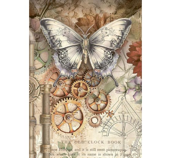 Motyw papier ryżowy asortyment "Ogrody czasu", zestaw 8 sztuk