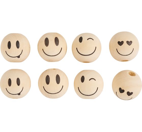 Wooden heads "Smile", &Oslash; 2.5 cm, set of 8